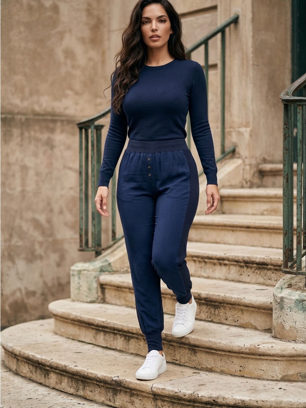 Chaser Navy Blue Knit Jogger Pants